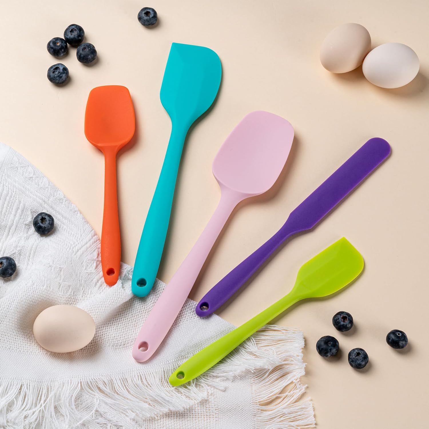 Silicone Spatula Set, 5 Piece Food Grade Rubber Spatulas for Baking, Cooking, and Mixing High Heat Resistant Non Stick Dishwasher Safe BPA-Free (Multicolor) - Image 6